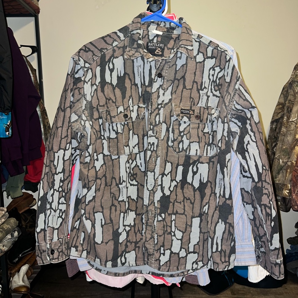 Vintage Rattlers Brand Camo Shirt Jacket Size Medium